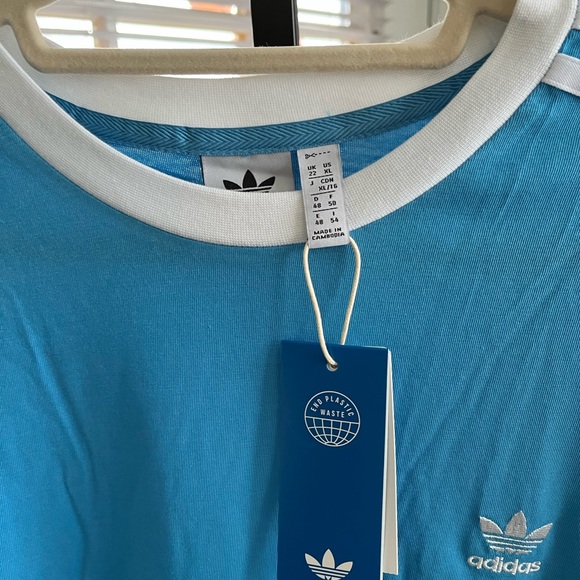 ADICOLOR CLASSIC TRACEABLE NWT AUTHENTIC APP SKY RUSH COLOR SHORT SLEEVES TOP - Picture 9 of 16